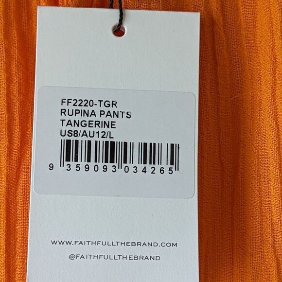 Faithfull French Linen Blend Rupina Pants L NWT Resort Wide Leg | Bold & Bright - Picture 8 of 12